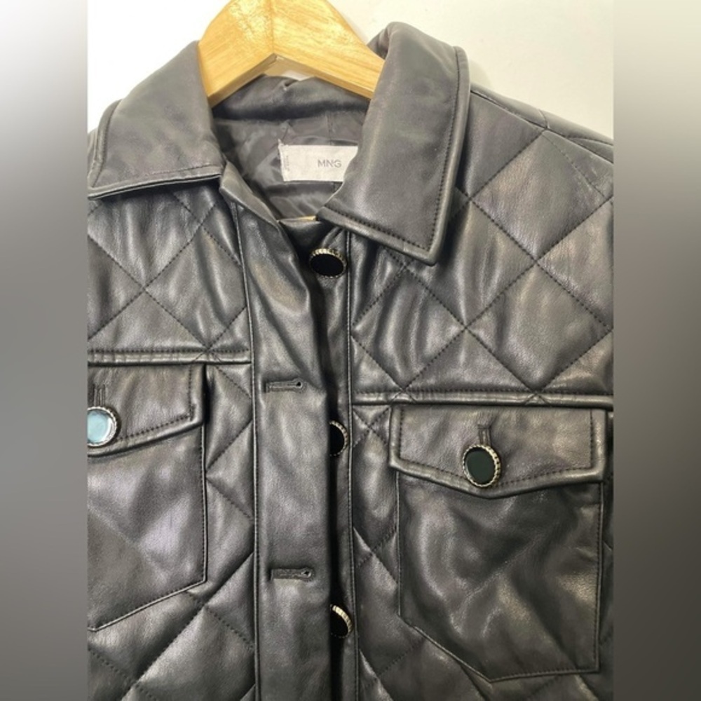 Mango - Pocket Quilted Jacket Black size small - Picture 9 of 10